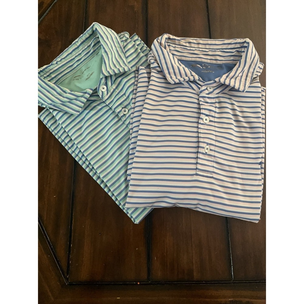 Lot Of 2 Onward Reserve Polo Shirt Mens 2XL Striped Golf Performance Stretch